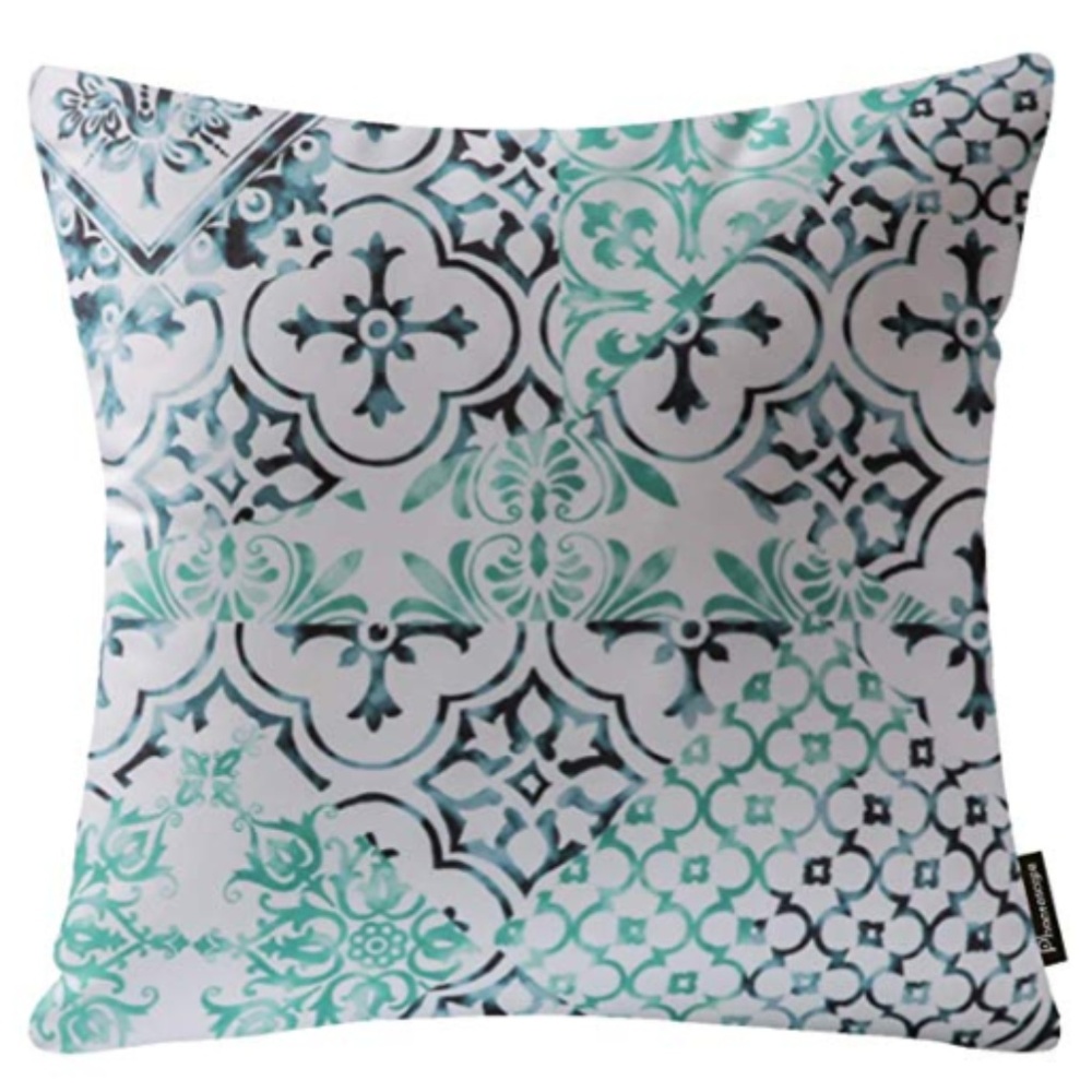 Four Decorative Throw Pillow Cushion Cover, Cyan - Picture 10 of 16